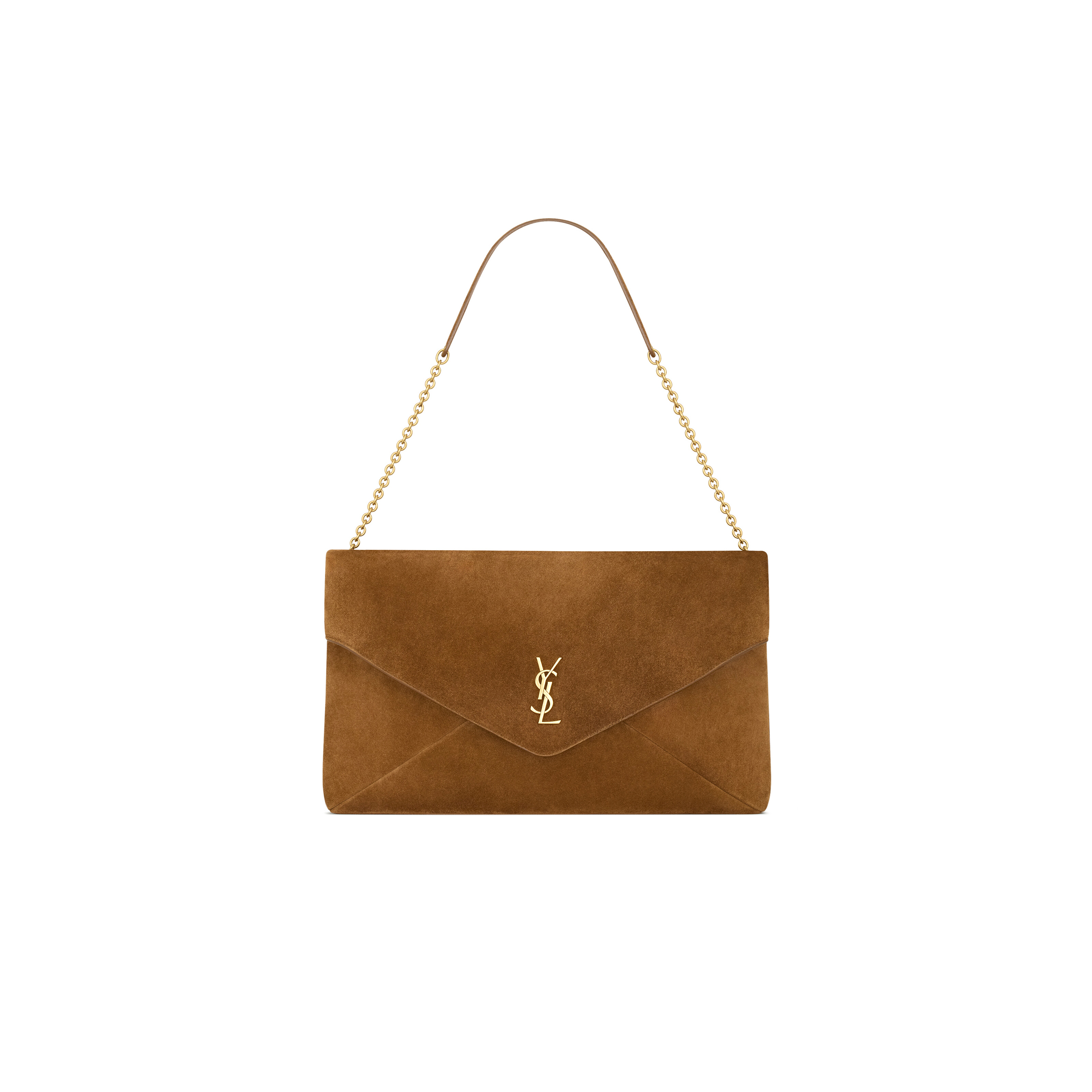 YSL CASSANDRE LARGE POUCH ON CHAIN IN SUEDE 8558021U80W2916 (35*22*3cm)